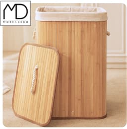 More&Deco Serie - Bamboe Wasmand - 80L - Elegante Oplossing - Praktische Deksel — thumbnail 4