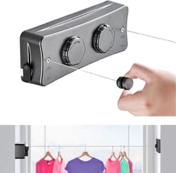 Uitschuifbaar Waslijn voor Binnen en Buiten, 5.1m RVS Kabel — thumbnail 1