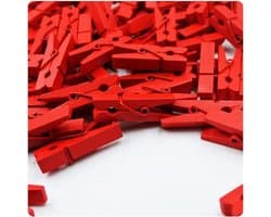 100 Stuks Houten Wasknijpers Mini Gekleurd - Diverse Kleuren - Decoratie Klemmen 3,5 cm