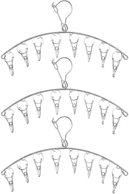JGS ® Sokkenhanger Droogrek Set van 3 met Winddichte Haken en 8 Clips voor Diverse Kledingstukken — thumbnail 1