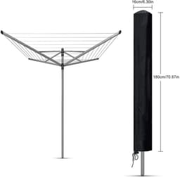 Dailygoods- Droogrek Draaibaar 16 x 16 x 180 cm - Beschermhoes Waterdicht - Oxford-Stof UV-Bestendig - Winddicht - Verstelbaar Trekkoord - Wasrek — thumbnail 4