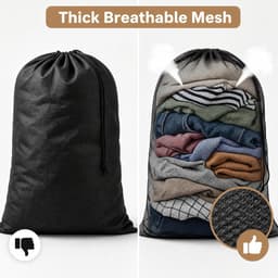 Wasmachinenet - waszak - 70 x 90 cm - dik polyester - duurzaam - grote capaciteit - machinewasbaar - ter bescherming van kleding - zwart — thumbnail 4