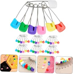 Veiligheidsspelden Kinderen - Brochenaald Luierclip - Babykleding Vastzetten - Vergrendelbare Kunststof Kop - 100 stuks - Gesorteerde kleuren — thumbnail 5