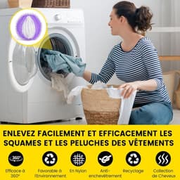 Harenvanger voor de wasmachine, 12 stuks, hergebruikbare harenvanger voor de wasmachine, harenvanger voor kleding, wasgoed en beddengoed (12 stuks, paars en wit) — thumbnail 2