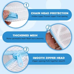 Dailygoods- Wasnet Set van 3 - Bescherming voor Beha's - Fijnmazig Netmateriaal - Lichtblauw - 20 x 34,5 cm - Voor Gevoelige Kledingstukken - Waszak — thumbnail 3