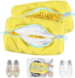 Dailygoods - 2 stuks schoenwaszakken, waszak, waszak, verbeterde schoenentas, multifunctionele bescherming, schoenwaszak voor wasmachine, anti-vervorming, sneakers, waszak, herbruikbare schoenen, waszak (geel) — thumbnail 1