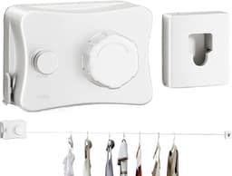 Intrekbare Waslijn - Wandmontage Drooghanger - Kleding Drogen - Ruimtebesparend Ontwerp - 30 cm - Wit — thumbnail 1