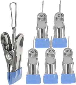 Wasknijpers Roestvrij Staal - Kledingclips - Kleding Drogen - Winddicht Ontwerp - 6 Stuks - Blauw — thumbnail 1