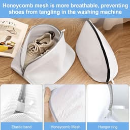 SnelShoppen - Schoenwaszakken Set van 2 - Herbruikbare Waszak met Rits voor Sneakers - Stevige Drie-Laags Mesh - Grote Maat 40x25x25 cm — thumbnail 4