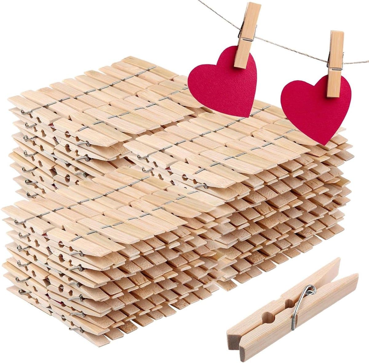 Houten wasknijpers - Kneepjes voor was - Was ophangen - Natuurlijke afwerking - 400 stuks - Natuurlijk hout — afbeelding 1