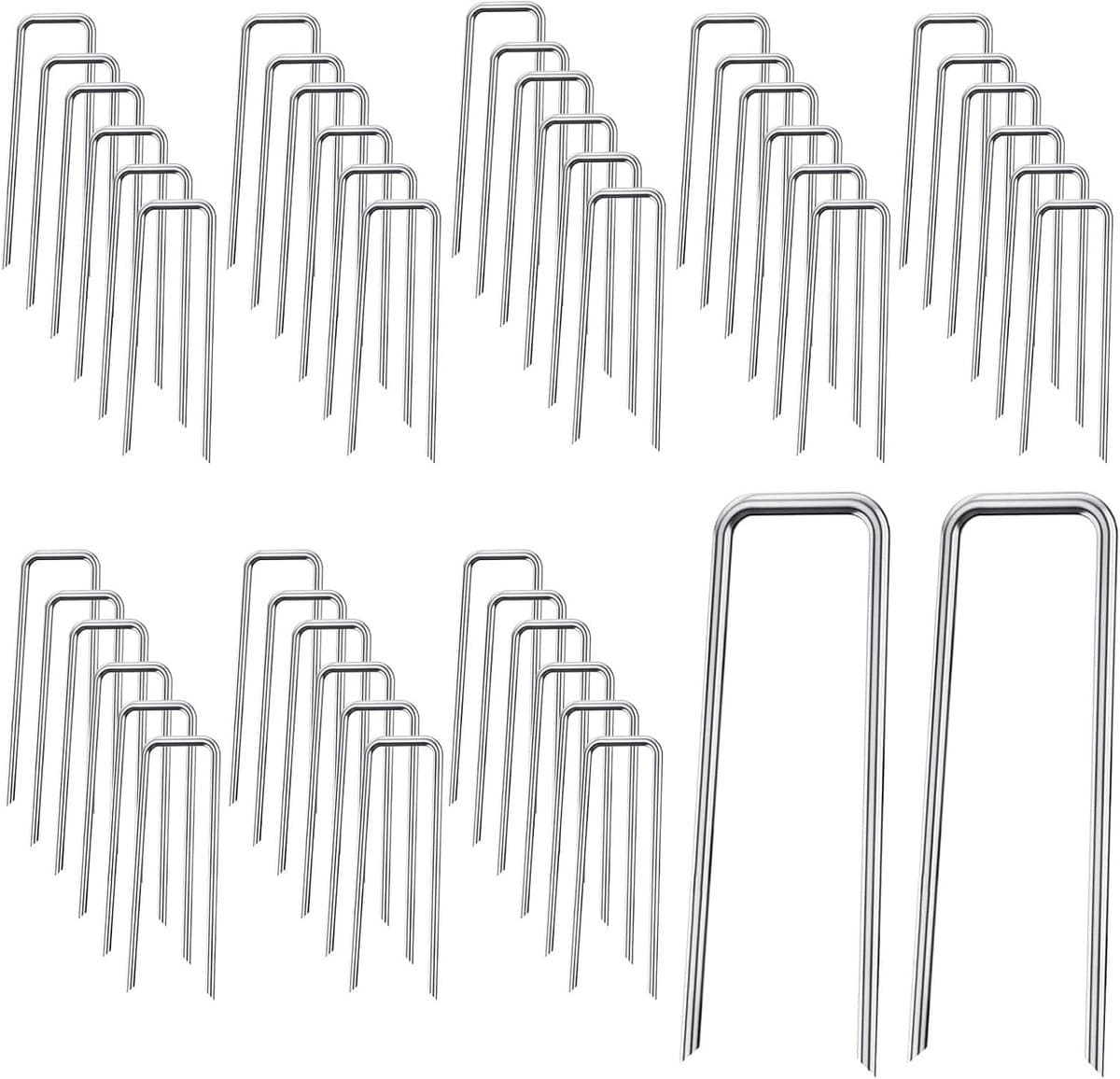 U-vormige grondankers, 50 stuks, RVS bodemanker voor kunstgras, netten en weefsels, 3 x 40 x 150 mm, duurzaam en weerbestendig — afbeelding 1