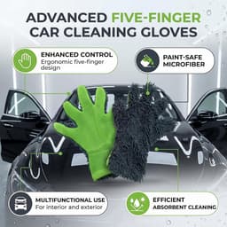 Auto Schoonmakende Handschoenen, Microfiber Multifunctionele Vijf Vinger Waswanten Voor Interieur En Exterieur Reiniging Washandschoen Chemische Jongens Washandschoen — thumbnail 5