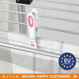 Wasknijpers Soft Grip – wit/kleurrijk – 60 stuks – extra lang en stabiel – kunststof wasknijpers – kleurrijke knijpers – gemaakt in de EU — thumbnail 2