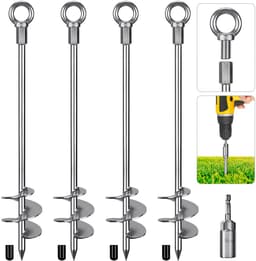 Grondanker, 76 cm Heavy Duty Tent Peg Schroef Trampoline Stake Aarde Zand Spiraal Wind Storm Spike voor Swing/Camping/Tent/Schuur/Hond/Carport met Vast Oogje, 4 Pack — thumbnail 1