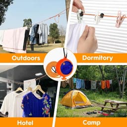 Verstelbare 10 meter lange reiskledinglijn voor camping en buitengebruik, draagbare waslijn met handkruk en ophangmogelijkheden — thumbnail 2