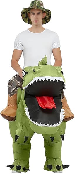 Opblaasbaar dionkostuum, opblaasbaar dinosauruskostuum voor volwassenen, dinosauruspak, carnaval, party, dino-kostuum, voor mannen en vrouwen (150 cm - 190 cm) — thumbnail 5