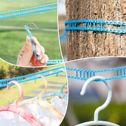 4 Rollen Outdoor Waslijn, Antislip En Winddichte Waslijn, Punch-Free Drogen Quilt Touw, Duurzaam En Sterk Draagvermogen (Blauw, Groen). — thumbnail 4