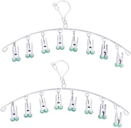 2 stuks Drogen Hanger,Roestvrij Staal Drogen Rack,Drip Hanger Met 8 Pegs voor Ondergoed Sokken BH Panty Handschoenen, Winddicht, Opvouwbaar Draagbaar, Snel Verwijder Kleding uit Hanger, Groen — thumbnail 1