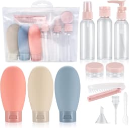 12-delige reisflessenset, 60 ml reisflessen en -containers | lege hervulbare knijpflessencontainers, samendrukbare reisflessenset voor reistoiletartikelen, shampoo, conditioner — thumbnail 1