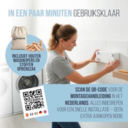 Wandwaslijn - Staal met Siliconen Coating - Ruimtebesparend en Stevig - Voor Badkamer en Balkon — thumbnail 2
