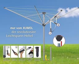 Droogmolen - Waslijn molen - Kleding drogen - Lichtspanhendel - 5 wasmachines - Zilver — thumbnail 4