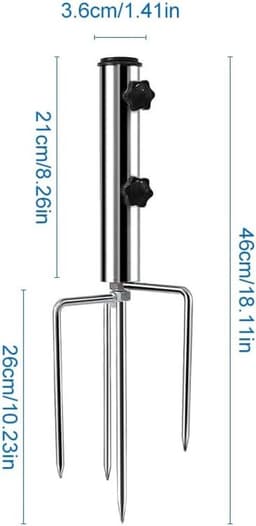 Parasolhouder voor balkon - Zilver - 1 x 1 x 1 cm - IJzeren Afneembare Graspen - Voor Buitengebruik — thumbnail 2