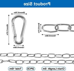 2-delige Rvs Ketting voor Kleding Drooglijn, Hondenhalsband, Plantenhanger en Foto Display - 1,5mm x 5M Kwaliteitsketting — thumbnail 5