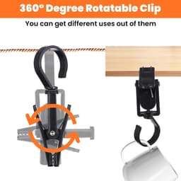 SnelShoppen - 10 Pcs Grote Was Haken Towel Clips 360° Draaibare Haak PP Plastic Zwart Antislip Kleding Clips voor Handdoeken, Hoeden, Jurken en Badhan — thumbnail 4