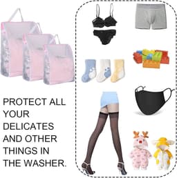 SnelShoppen - 3pcs Waszakken Reisbureau Waszak met Handvatten Herbruikbare Wasnetten voor Gevoelige Onderkleding, Panties, Truien, Sjaals - Roze, Dive — thumbnail 3