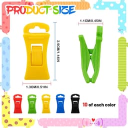 Set van 50 sokkenklemmen, kleurrijke sokkenhouders met haken voor wasmachine en droger, antislip sokkenclip om te organiseren, op te hangen en te sorteren — thumbnail 5