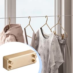Intrekbare Waslijnen - Droogrek Dubbel - Kleding Drogen - Dubbele Uittrekbare Lijnen - 1 meter - Goud — thumbnail 3