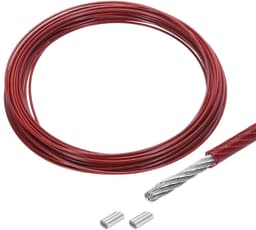 SnelShoppen - 10 m RVS Draad Kabel 1,5 mm Vinyl Gecoat met 2 Aluminium Sleeves voor Ophangen, Tuin, Feest, Droogrek, Klussen — thumbnail 1