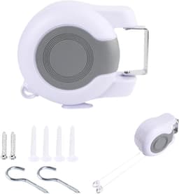 Intrekbare Waslijn - Reis Waslijn Draagbaar - Kleding Drogen Buiten - Automatisch oprolbaar - 15 meter - Meerkleurig — thumbnail 1