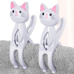 Kledingclips Kattenvorm - Waslijntjes Clips - Kleding Drogen - Windproof Sterke Grip - 7.3 cm - Wit — thumbnail 4