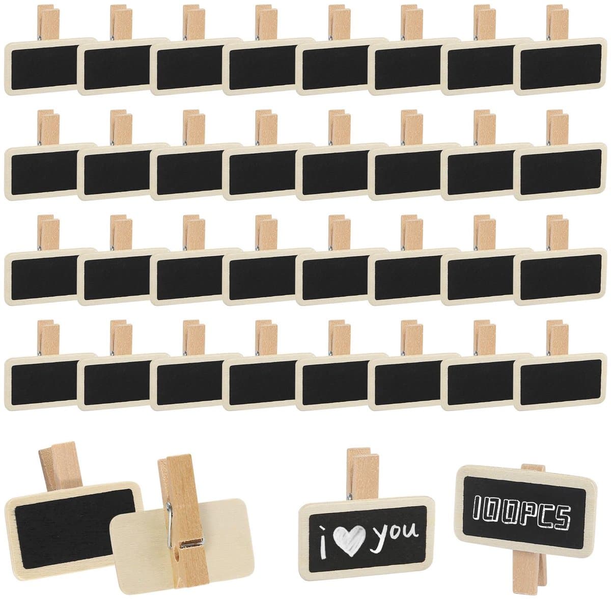 Dailygoods - Mini-borden om te beschrijven - 100 stuks houten wasknijpers — afbeelding 1