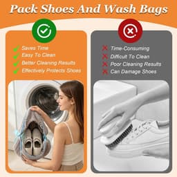 Waszak voor Schoenen voor de Wasmachine, Set van 2, Herbruikbaar met Rits, 360° Reiniging voor Sneakers en Alle Soorten Schoenen, Grijs — thumbnail 2