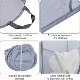 SnelShoppen - Vouwbare Wasmand, Pop Up Wasmand met Handvatten, Grote Vouwbare Wasmand, Opbergmand voor Vuile Kleding, Teddy Organiser Bins voor Slaapk — thumbnail 4