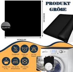 SnelShoppen - Wasmachine Cover 60 x 60 cm - Zachte en Snijdbare Wasmachine Mat - Antislip Universeel voor Wasmachine, Droger, Badkamer, Keuken - Zwart — thumbnail 2