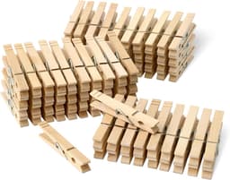 SnelShoppen - 100 Stuks Houten Wasknijpers met Veer - Duurzaam en Sterk voor Tuin, Keuken en Feestdecoraties - Ideaal voor Kleding, Foto's en Creatiev — thumbnail 1