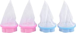 SnelShoppen - 4 Stuks Drijvende Was Riemen Herbruikbare Wasmachine Pluisvanger, Dierenharen Verwijderaar, Filter Mesh Zak, Blauw en Roze — thumbnail 1