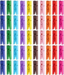 SnelShoppen - 50 Stuks Kleurrijke Houten Wasknijpers, Mini Knijpers in 10 Kleuren voor Fotowand, Decoratie, Knutselen, Feest, Geschenken, Natuurlijke — thumbnail 1
