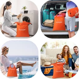 SnelShoppen - Travel Laundry Bag 2 Stuks - Waterdichte Nylon Waszakken met Rolsluiting - 2 Maten - Compact Vouwbare Vuilwaszak voor Camping en Reizen — thumbnail 3