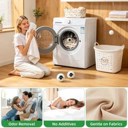SnelShoppen - 6 Stuks Wollen Wasdrogerballen - Herbruikbare Natuurlijke Droogballen - Verminder Droogtijd, Rimpels en Statische Elektriciteit - Perfec — thumbnail 5