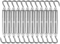SnelShoppen - Pack van 12 M8 x 192 mm Kabel Tensioners RVS 304 Verstelbare Spanners met Haken, Tuinzonnescherm Spanner, Waslijn Spanner, Hek Spanner v — thumbnail 1