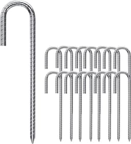 16-delige Grondankers 30cm J-Type Gegalvaniseerd Staal voor Tent, Camping en Trampoline - Ideaal voor Stabiliteit en Ondersteuning — thumbnail 1