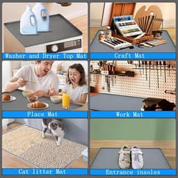 Wasmachine Accessoires - Siliconen Antislip Mat - 1 Stuk 60x50 cm - Waterdicht Met Opstaande Rand - Voor Wasmachine Droger En Keuken - Zwart — thumbnail 2