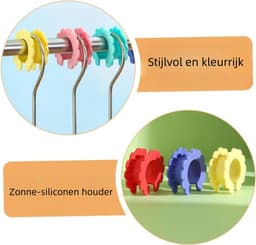 10 stuks - Bevestigingsgesp voor waslijn - winddicht - haak voor drogen met siliconen - antislip drooglijn - gemengde kleur — thumbnail 2