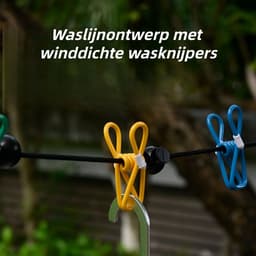 2 stuks - Drooglijnen - Draagbare Reis Waslijn - Outdoor Windbestendige Ophangsysteem - Opvouwbare Waslijn voor Hotel en Camping - Zwart — thumbnail 3