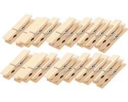 Houten wasknijpers 24 stuks, bruin, naturel - Decoratieve knutselaccessoires