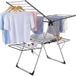 Kledingdroger, opvouwbare kledingdroger met 2 niveaus voor het drogen van kleding, met in hoogte verstelbare vleugels, draagbare binnen-buitendroger voor kleding en handdoeken — thumbnail 1